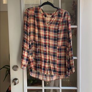 Modcloth Fall Plaid Lightweight Blouse XL